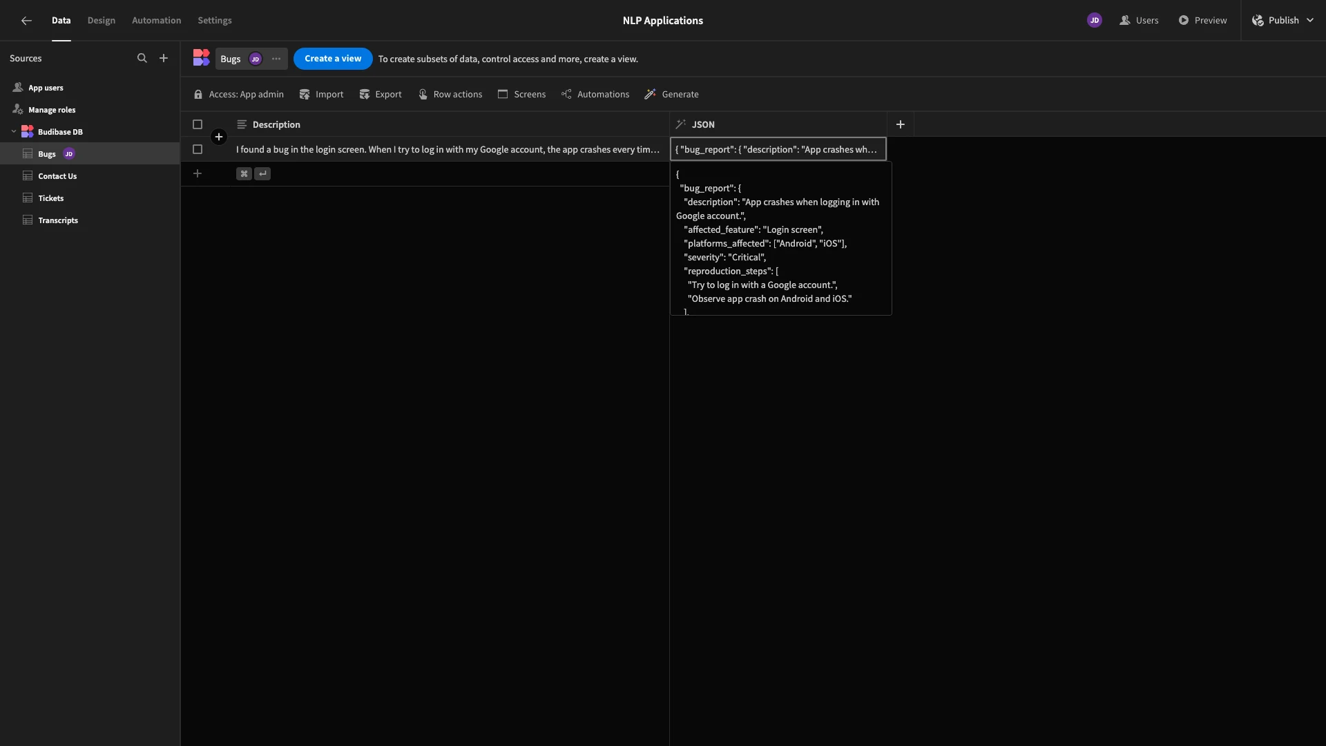Structured Data Output