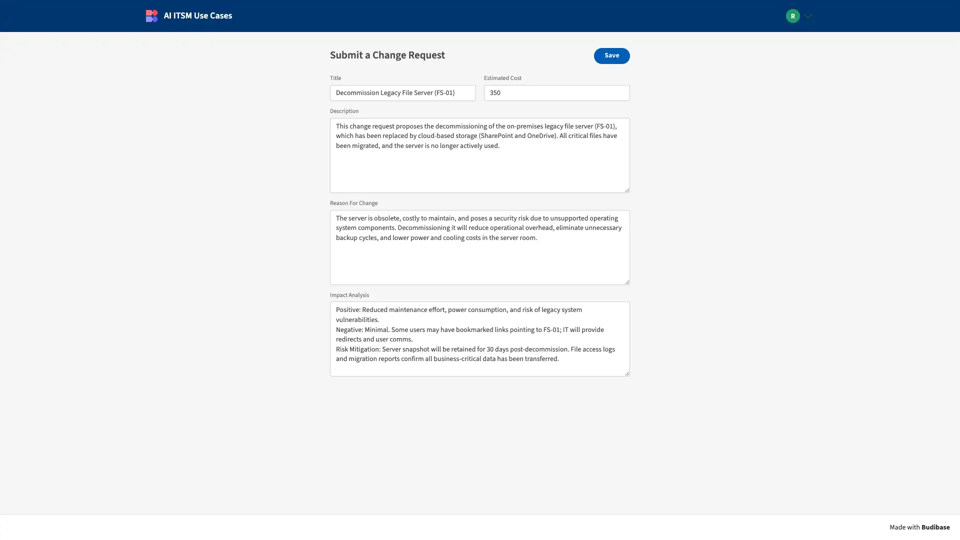 Change Request Form