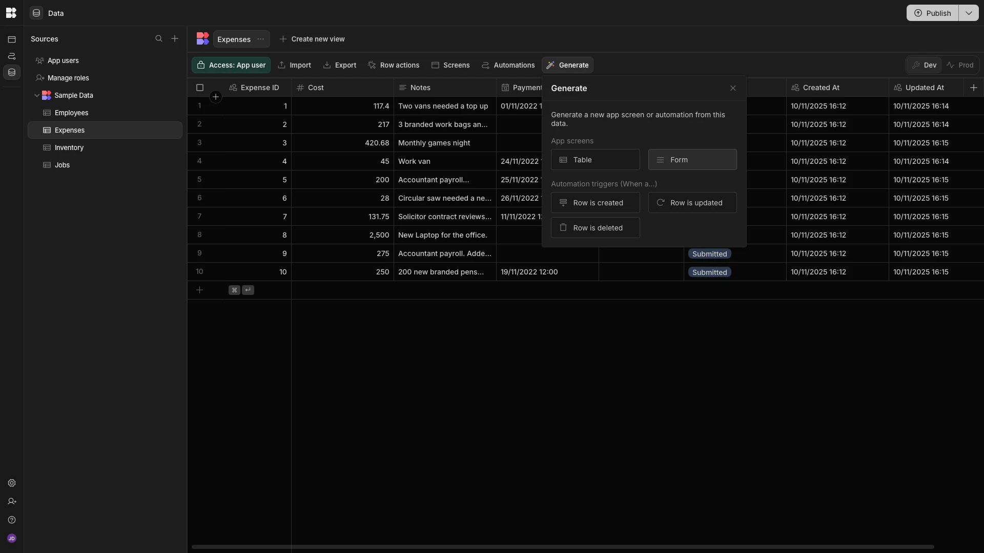 Generate Form Generate Form