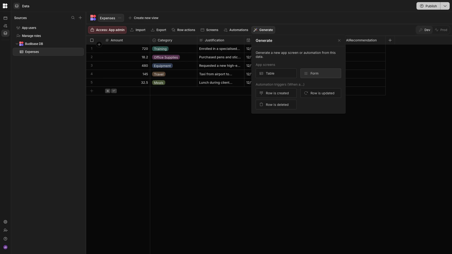 Generate Form Generate Form